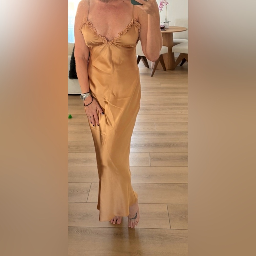 Zara Tan Satin Dress